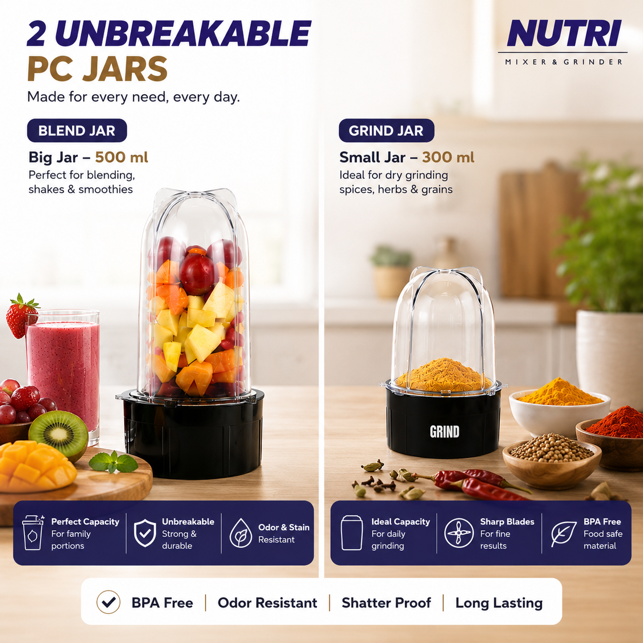 MAYUMI Nutri Express 400W Mixer Grinder & Nutri Blender (Gold)