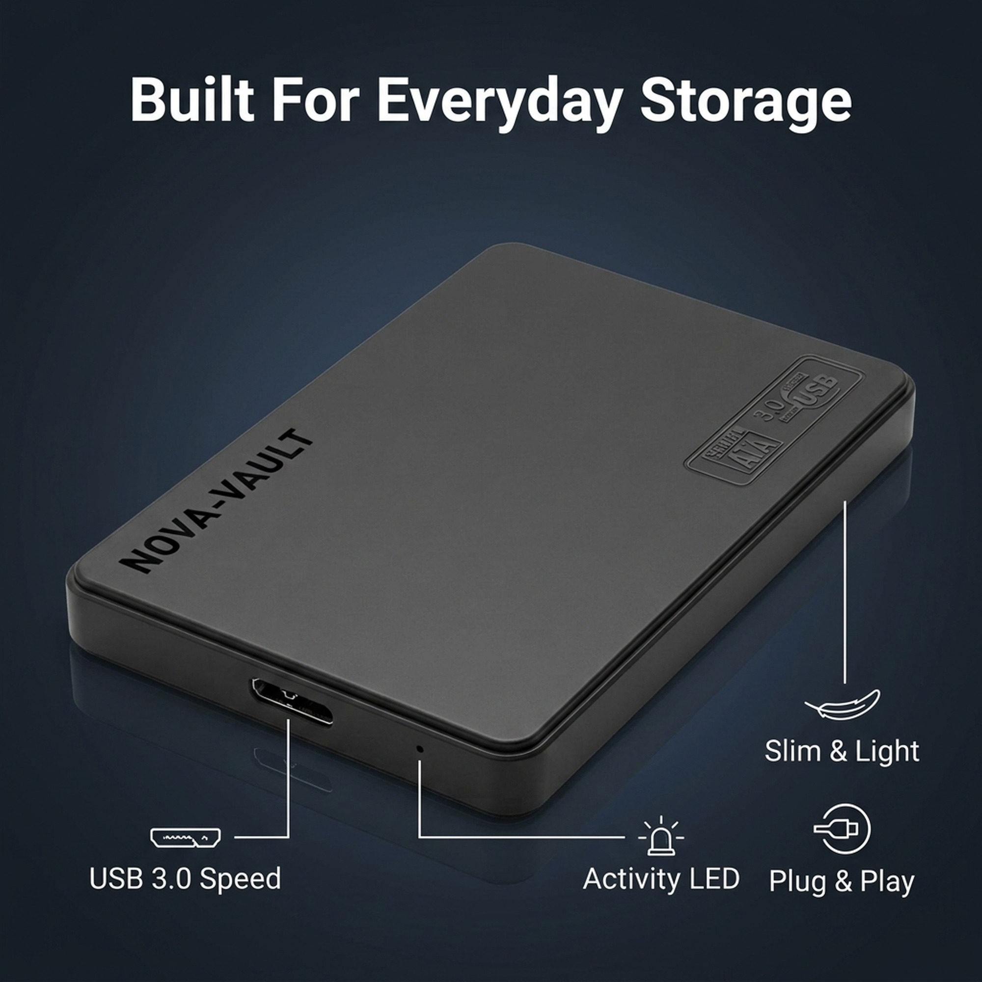 MAYUMI NOVA-VAULT Portable External Hard Drive | USB 3.0 | Slim 2.5" HDD with OTG Adapter