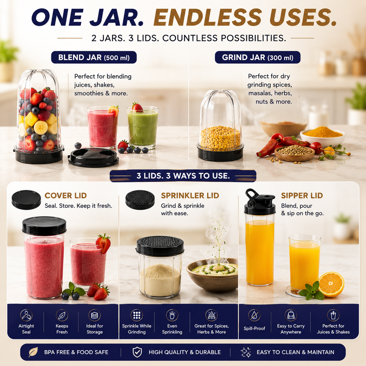 MAYUMI Nutri Express 400W Mixer Grinder & Nutri Blender (Gold)