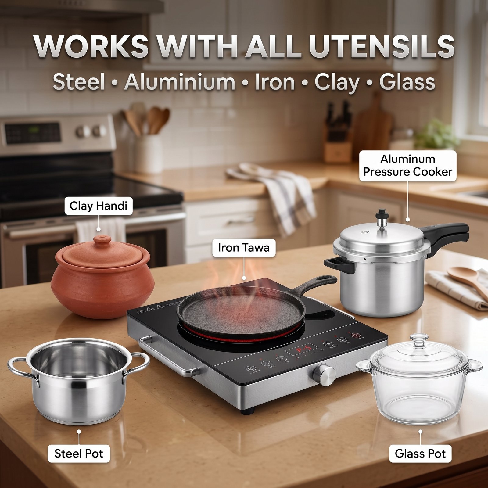 MAYUMI Surya 2500W Infrared Cooktop for All Utensils