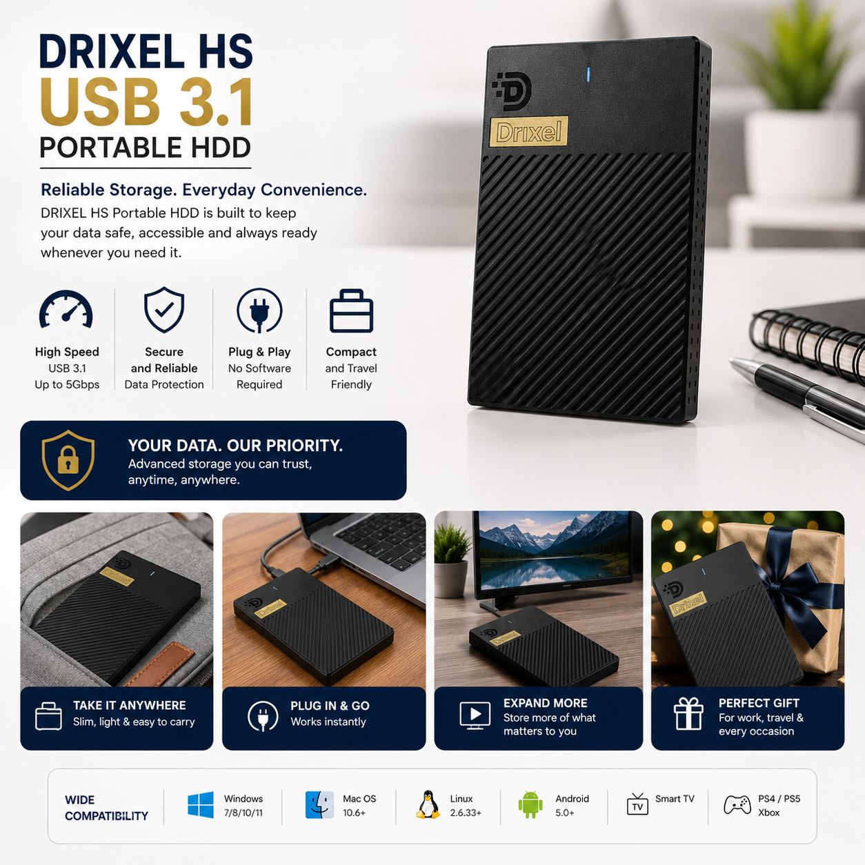 MAYUMI DRIXEL HS External Hard Disk for Laptop, PC, Mac & Mobile (OTG)