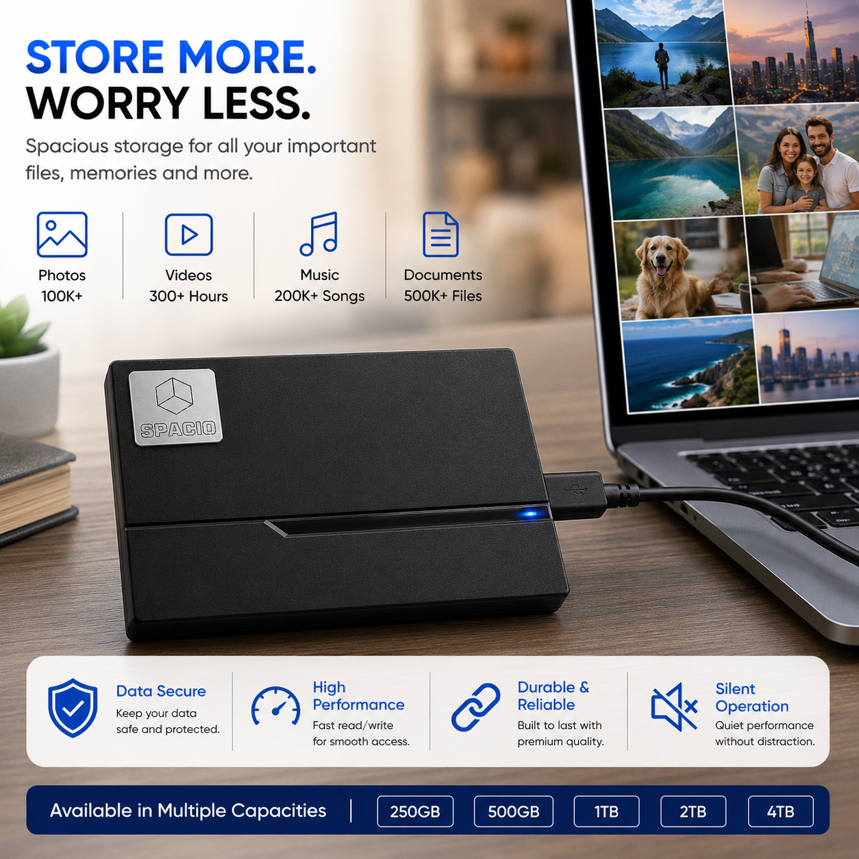 MAYUMI SPACIO 3.0 External Hard Drive, USB 3.0 5Gbps, OTG for Mobile