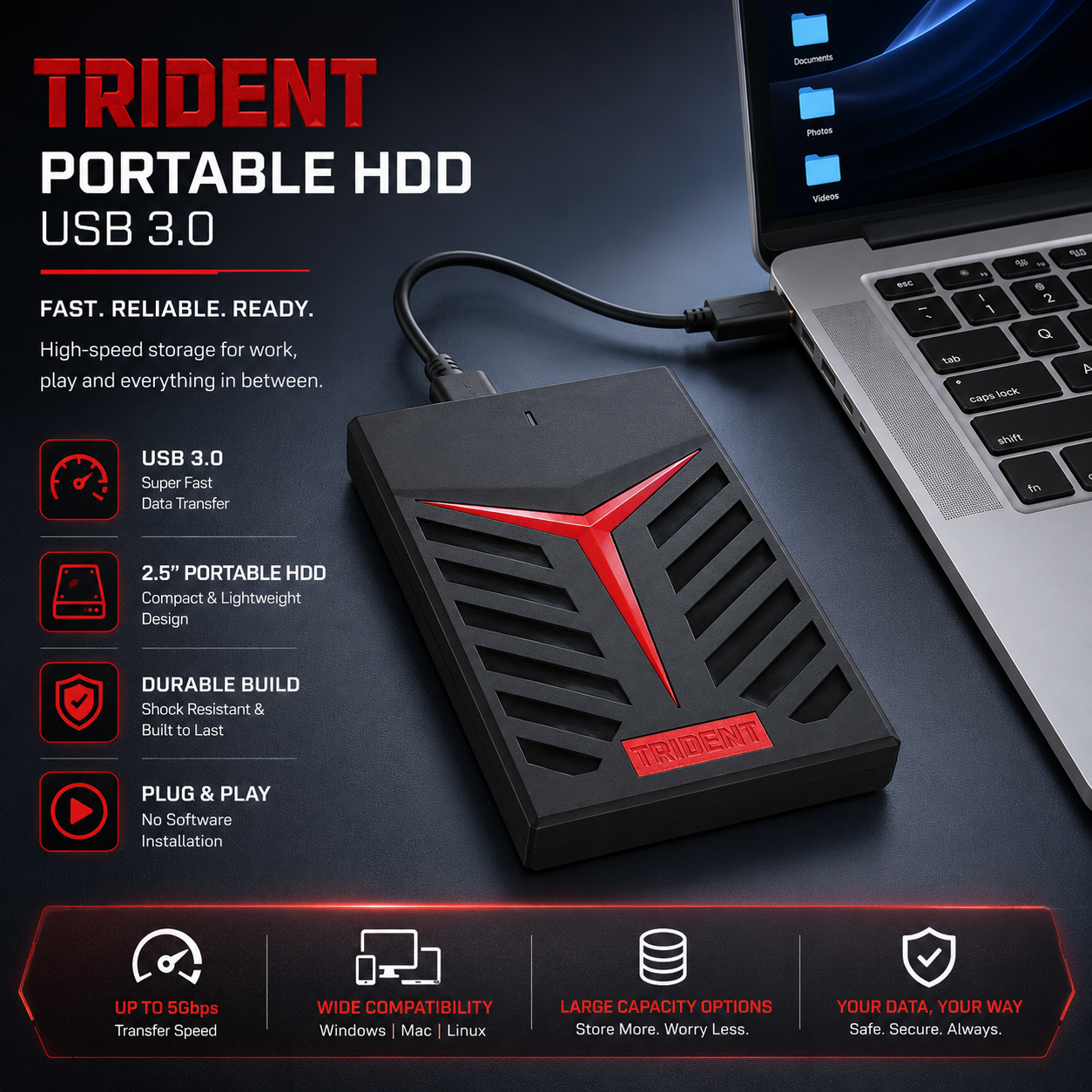 MAYUMI Trident External Hard Disk for Laptop, PC, Mac & Mobile (OTG)