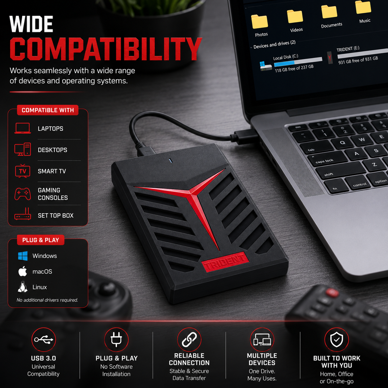 MAYUMI Trident External Hard Disk for Laptop, PC, Mac & Mobile (OTG)